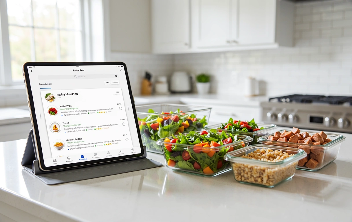Mahlzeitenplanung auf dem Tablet
